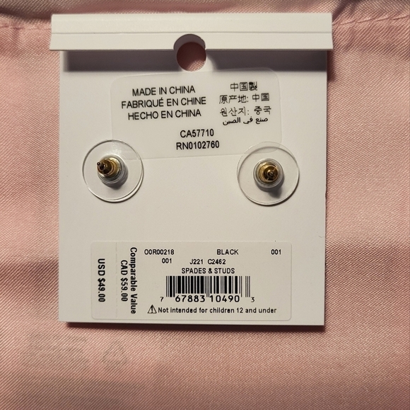 Kate Spade Earrings Spade & Stone Enamel Studs - Picture 7 of 7